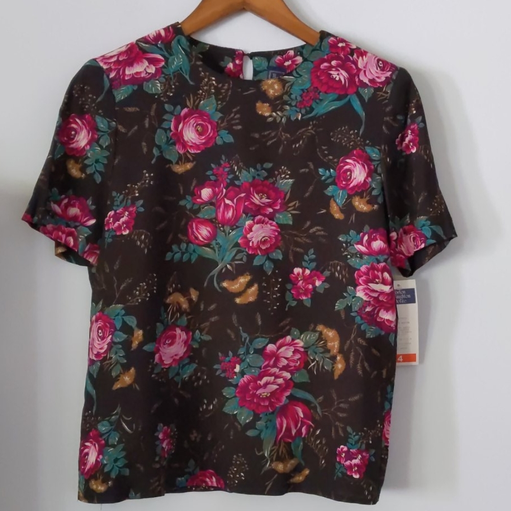 Vintage Silky Rose Blouse